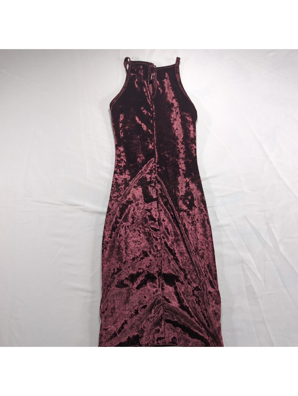 Joe & Elle Crushed Velvet Bodycon Mini Dress Burgundy Maroon High Neck XS